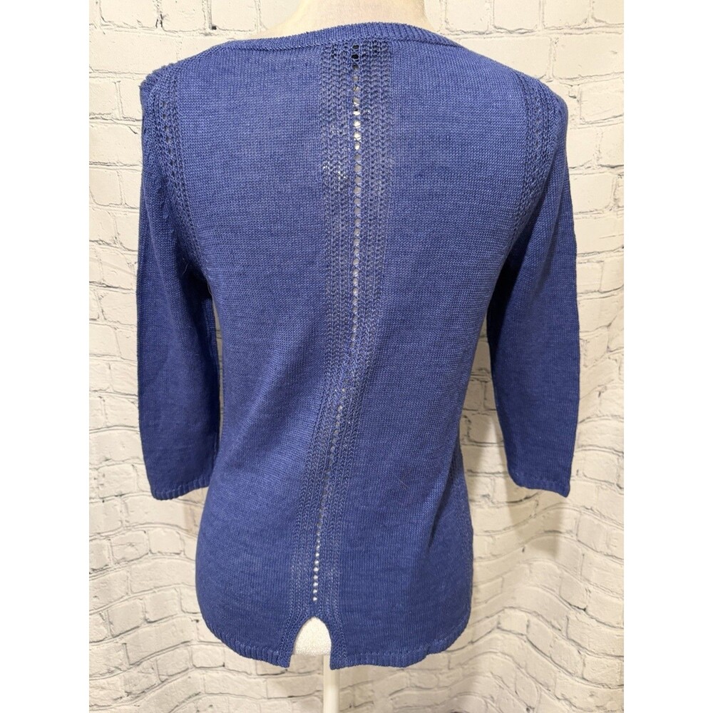 NWT Talbots Women's Blue Knitted Pullover Linen Sweater Size Small Petite - Picture 4 of 6